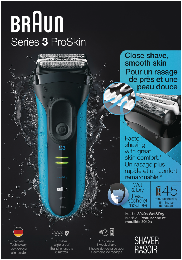 Braun Series 3: 3040s Wet & Dry Electric Razor/Foil Shaver with ...