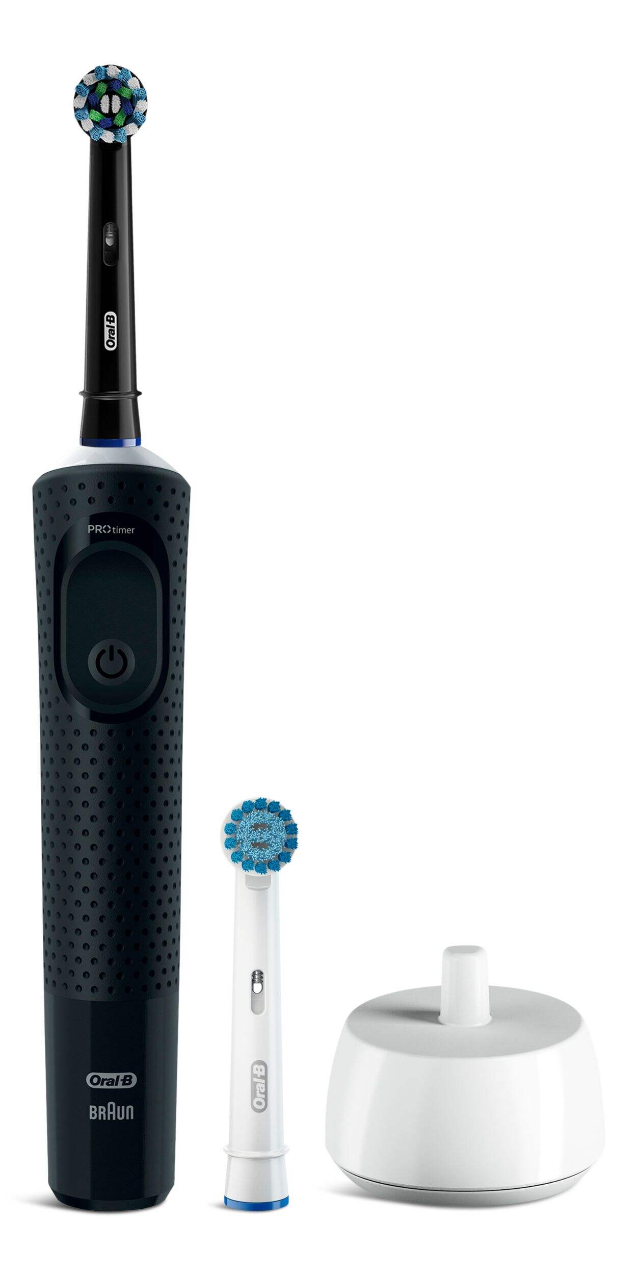 Brosse à dents électrique rechargeable Oral-B Pro 500+, noir Front_Flat