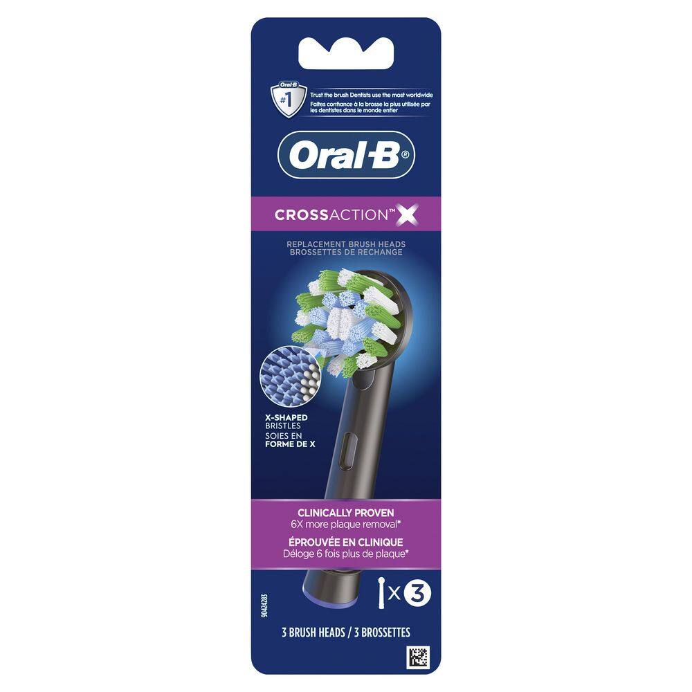 Oral-B CrossAction Electric Toothbrush Replacement Brush Head, 3-pk ...