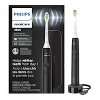 Philips Series 4900 Sonicare Toothbrush, Smart Timer, 2-weeks per Charge, Black or White Front_Elevated