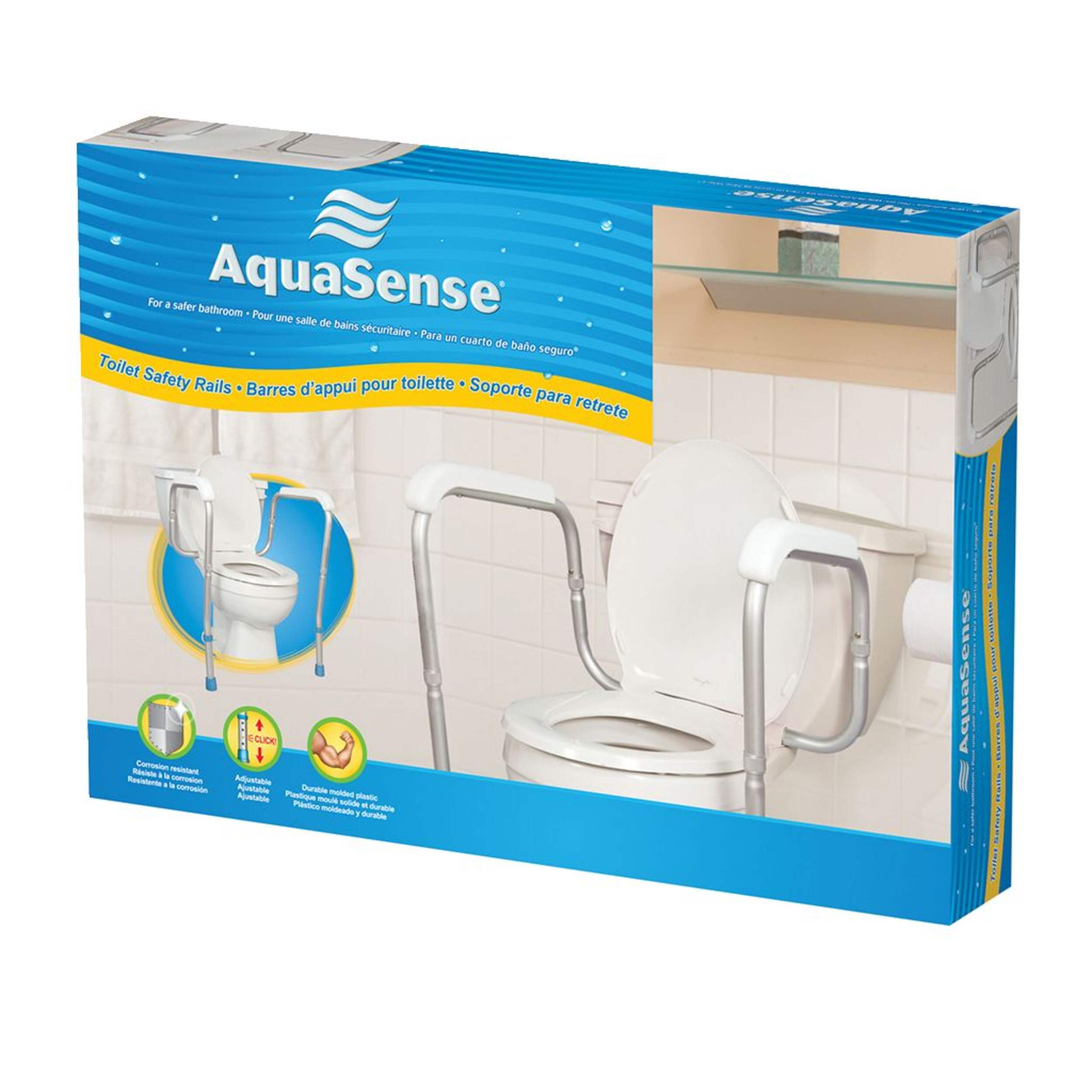 Drive AquaSense Adjustable Toilet Safety Rails Front_Angled_Left