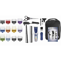 Wahl Colour Pro Haircutting Kit with Cordless Trimmer/Clipper, Guide Combs & Scissors, 24-pc Composite_or_Mixed