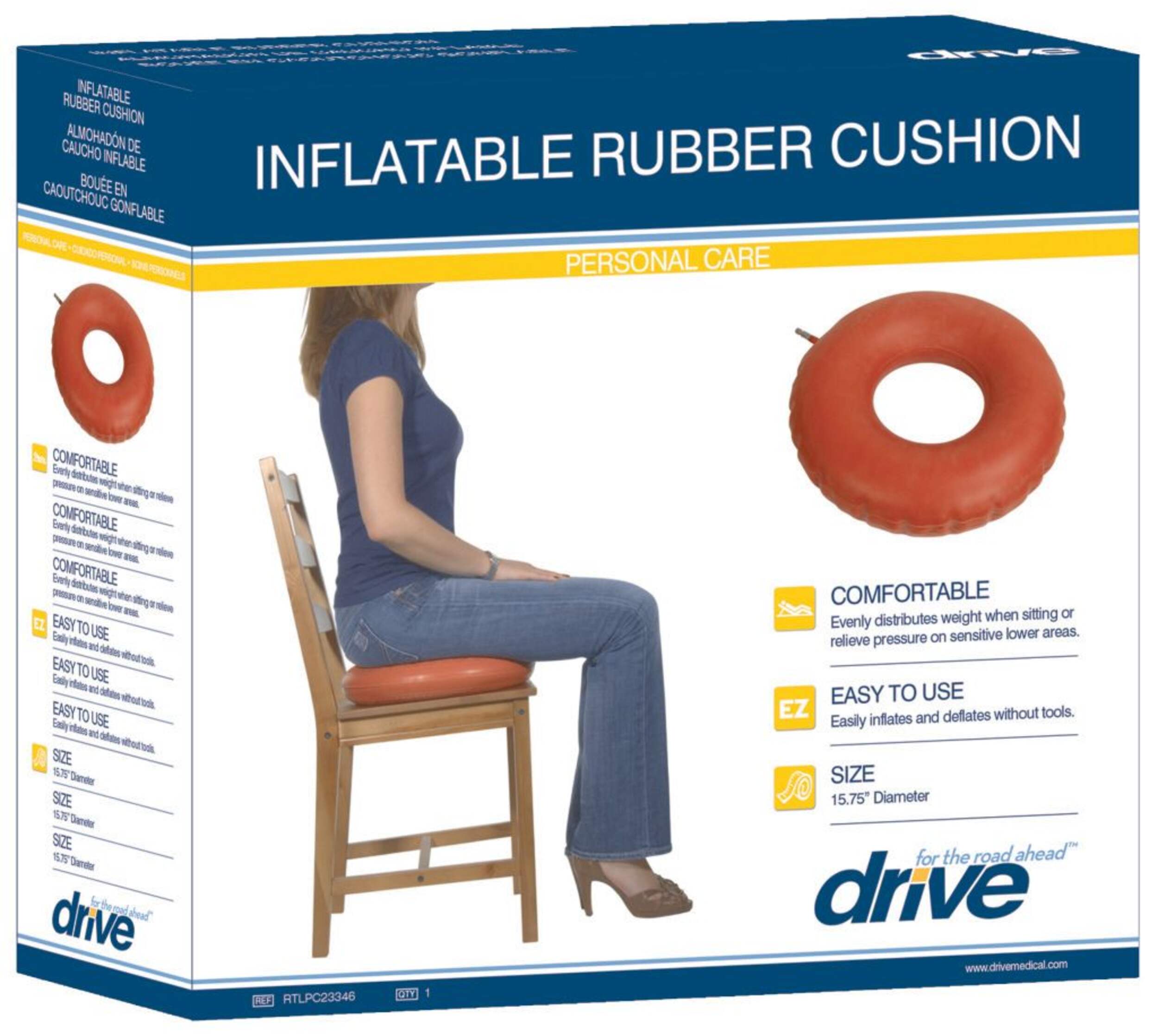 Drive Medical Inflatable Rubber Cushion Front_Angled_Right