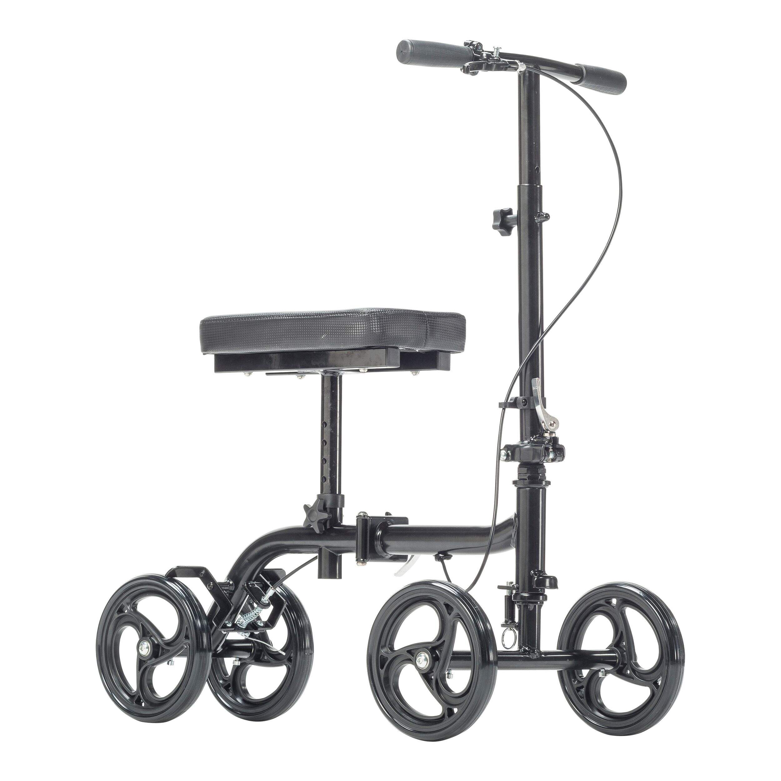 Drive Economy Folding Knee Walker/Scooter, Steerable Front_Three_Fourths_Angled_Right