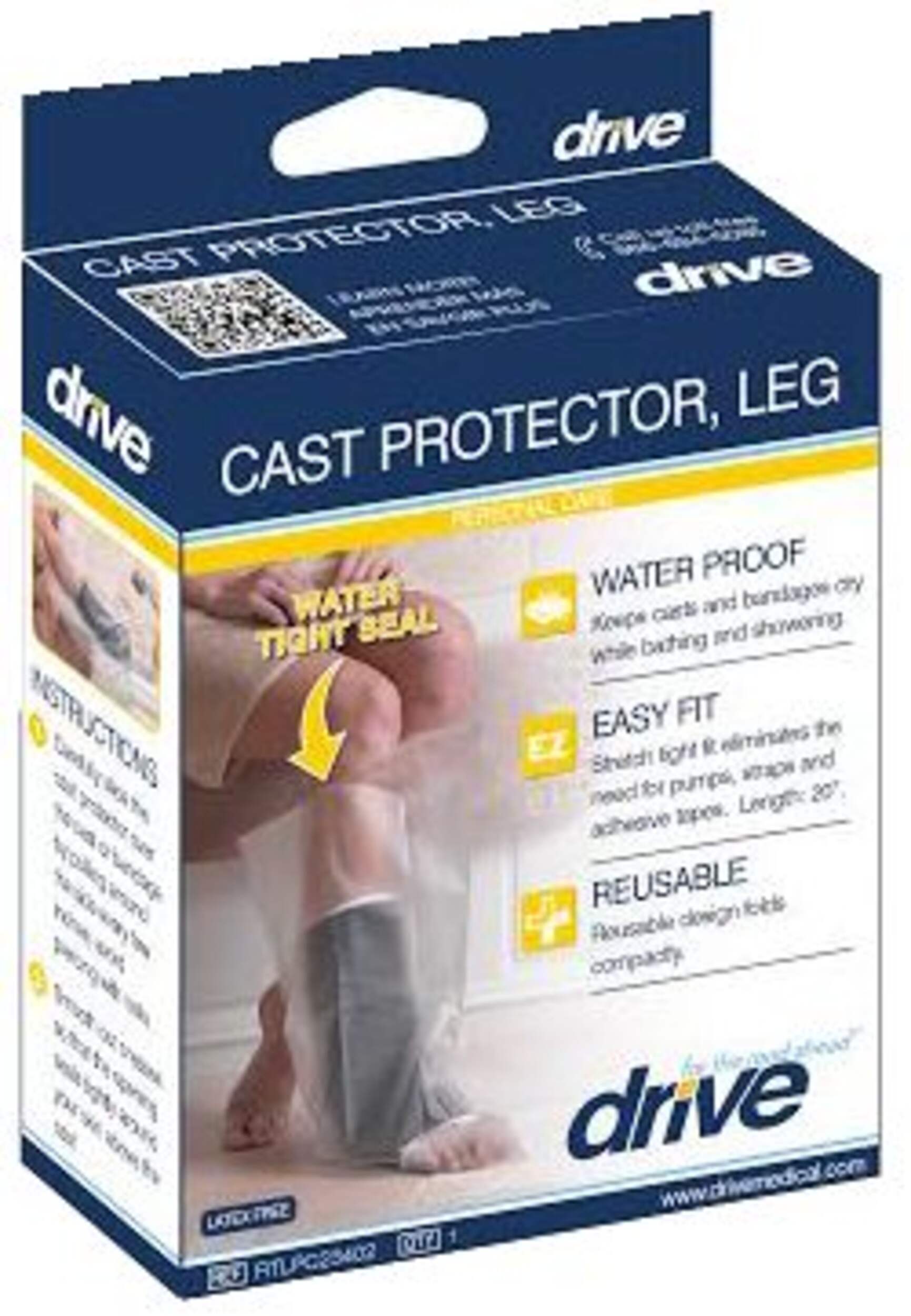Drive Medical Waterproof Leg Cast Protector, Clear Front_Three_Fourths_Angled_Right