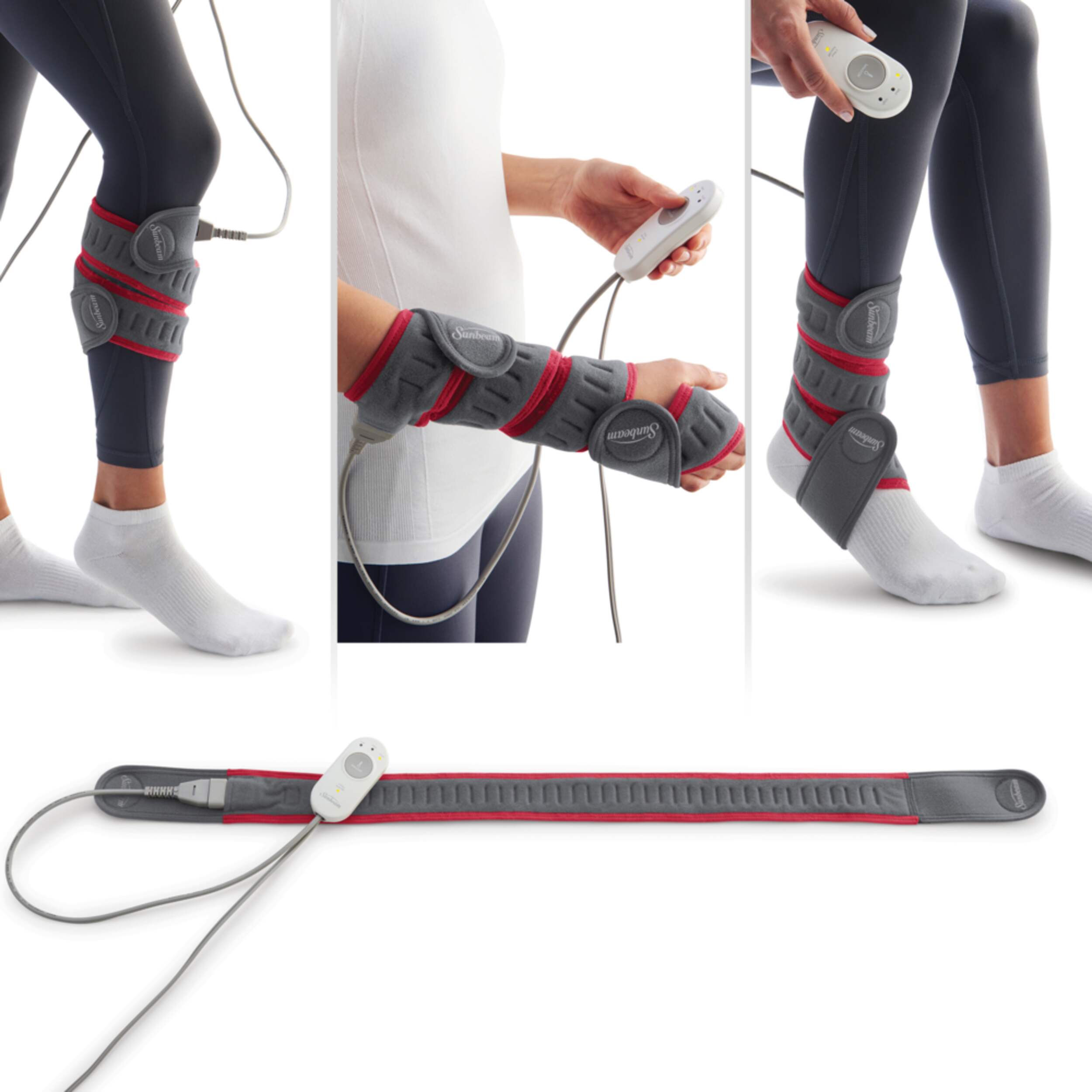 Sunbeam FlexFit Electric Heating Wrap Pad For Arm & Leg Pain, Grey