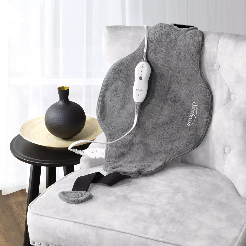 Sunbeam Renue Relaxation Electric Heating Wrap Pad For Lower Back, Grey