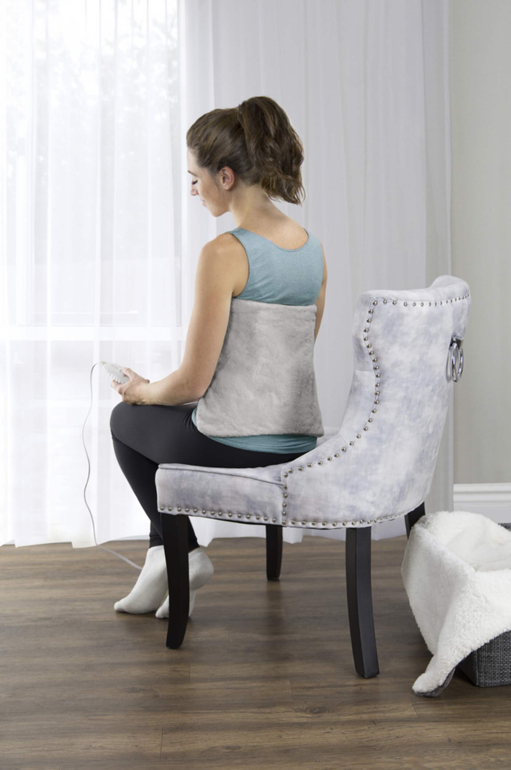 Sunbeam Renue Relaxation Electric Heating Wrap Pad For Lower Back, Grey