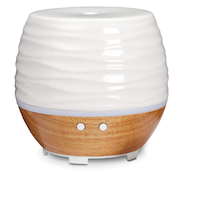 Ellia Ascend Ceramic Aromatherapy Diffuser Set with Light, White Front_Flat