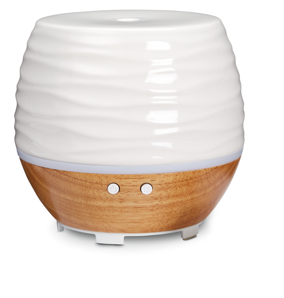 Ellia Ascend Ceramic Aromatherapy Diffuser Set with Light, White
