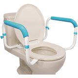 AquaSense Toilet Safety Rails Frame with Height Adjustable Padded Armrests/Grab Bars, White Front_Angled_Right