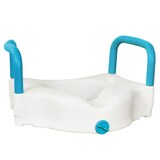 AquaSense 3-in-1 Raised Toilet Safety Seat with Removable & Height Adjustable Armrests, White Front_Angled_Right