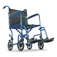 Hugo TranSport Travel Wheelchair Lightweight Aluminum Frame Folding, Black/Blue, 19.5-in Front_Three_Fourths_Angled_Right