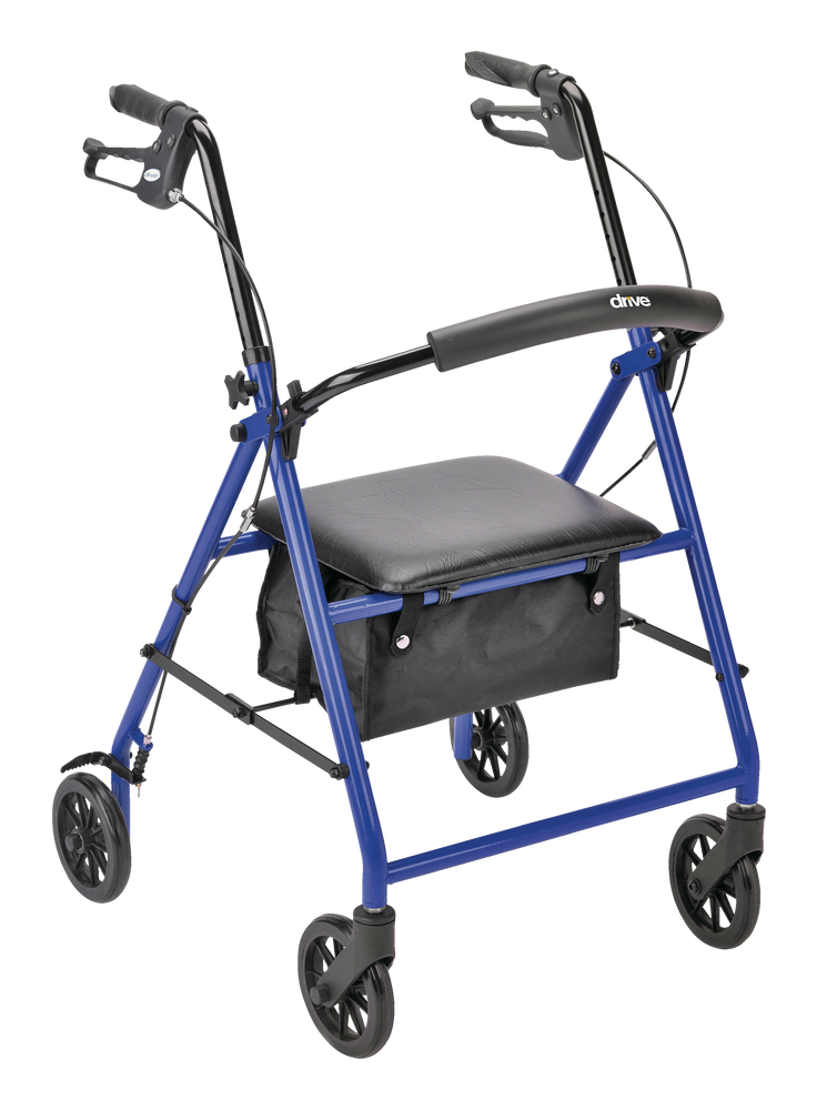 Drive 4-Wheel Folding Aluminum Rollator with Seat, Backrest  Handbrake,  Assorted Colours, 32-37-in Height Canadian Tire