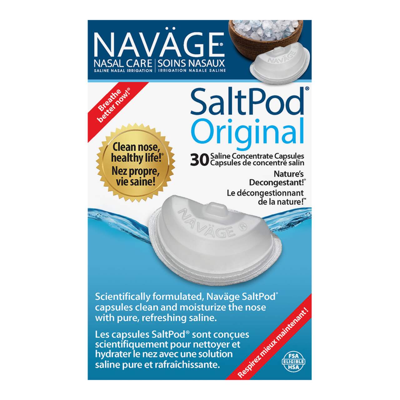 Navage Nasal Care SaltPod Original Nasal Irrigation Saline Concentrate  Capsules, 30-pk