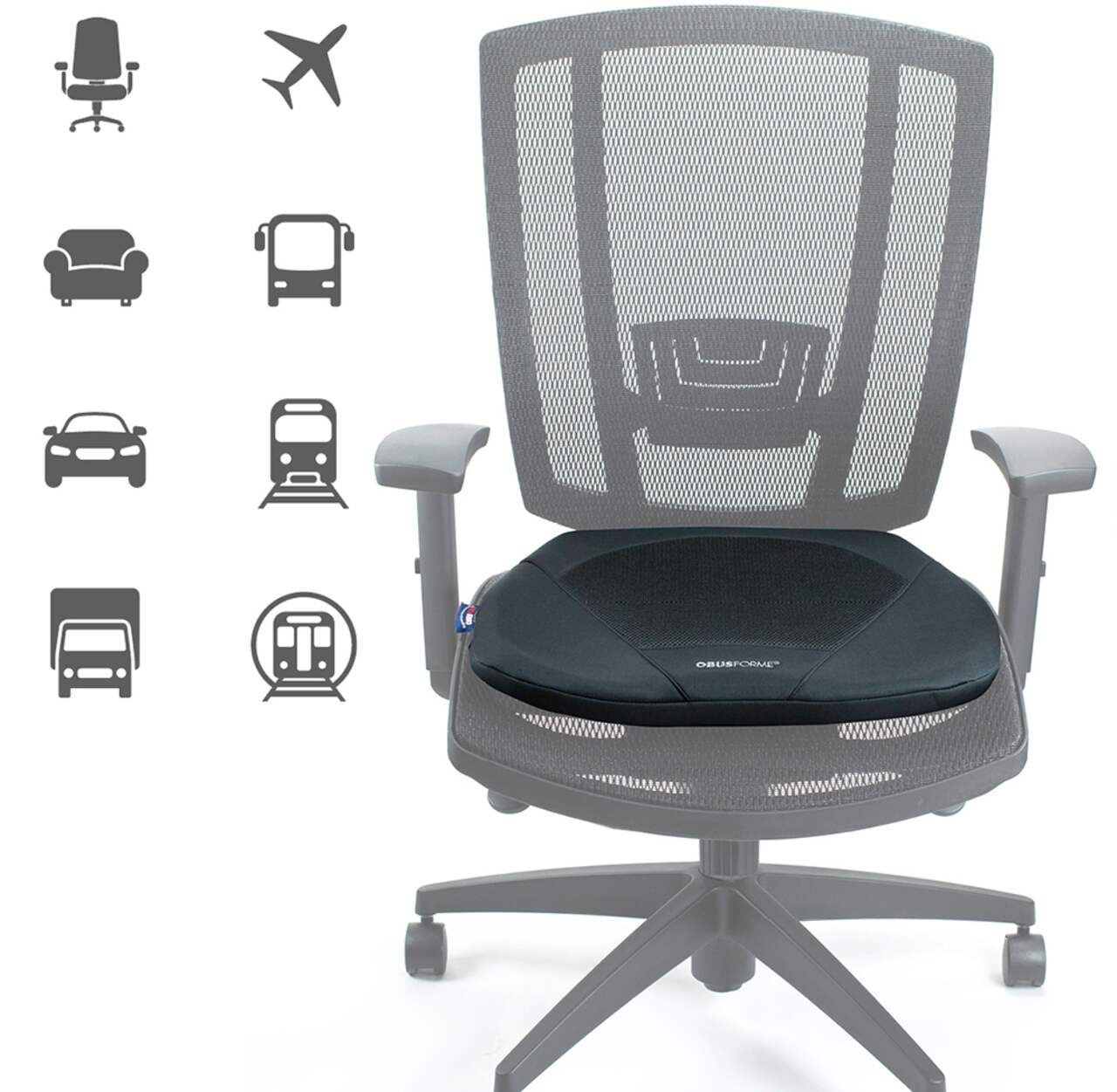 Coussin de siège en mousse viscoélastique en gel ObusForme pour chaise de  bureau/maison/voiture