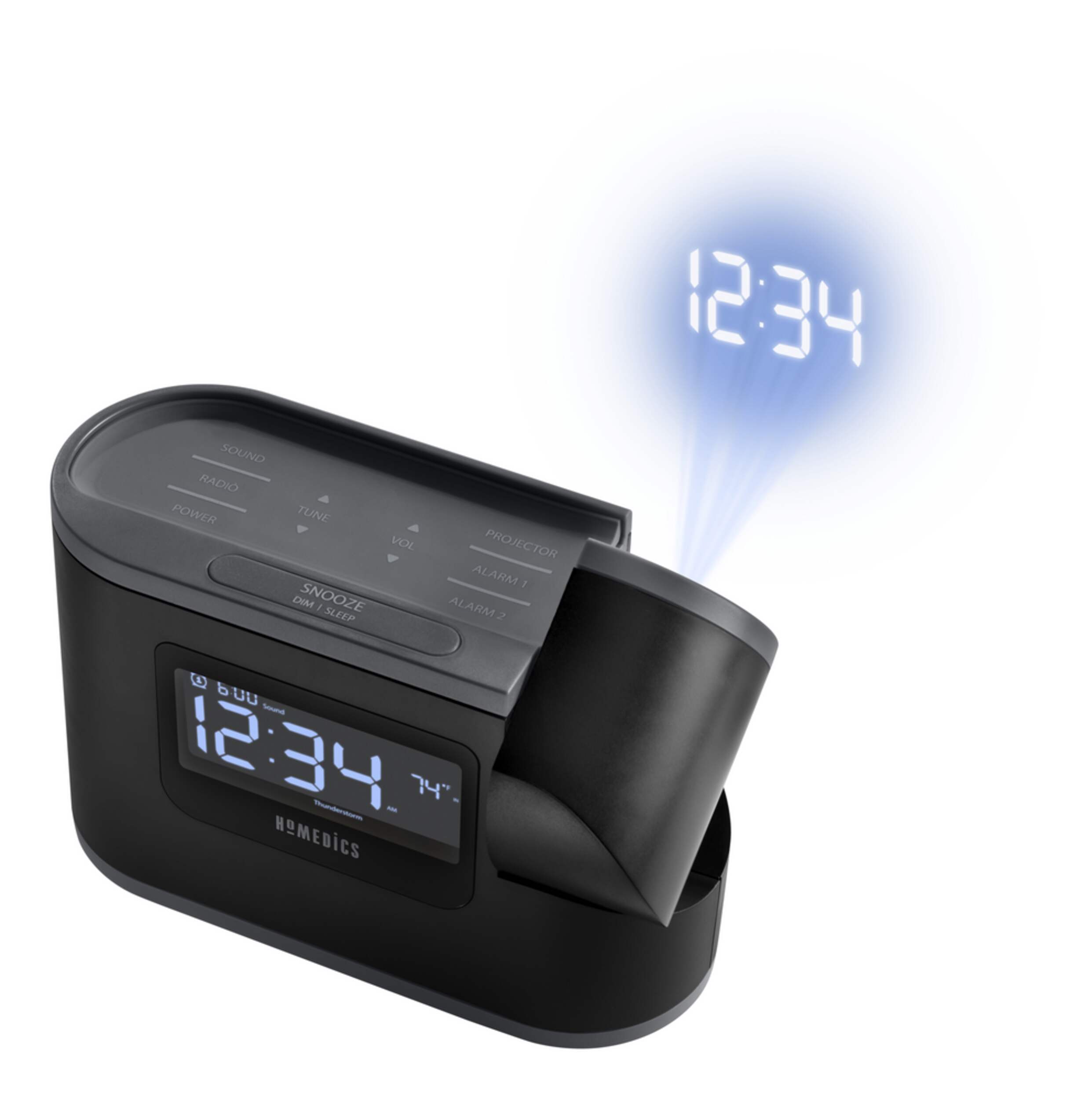 HoMedics SoundSpa Recharged Digital Projection Alarm Clock Radio