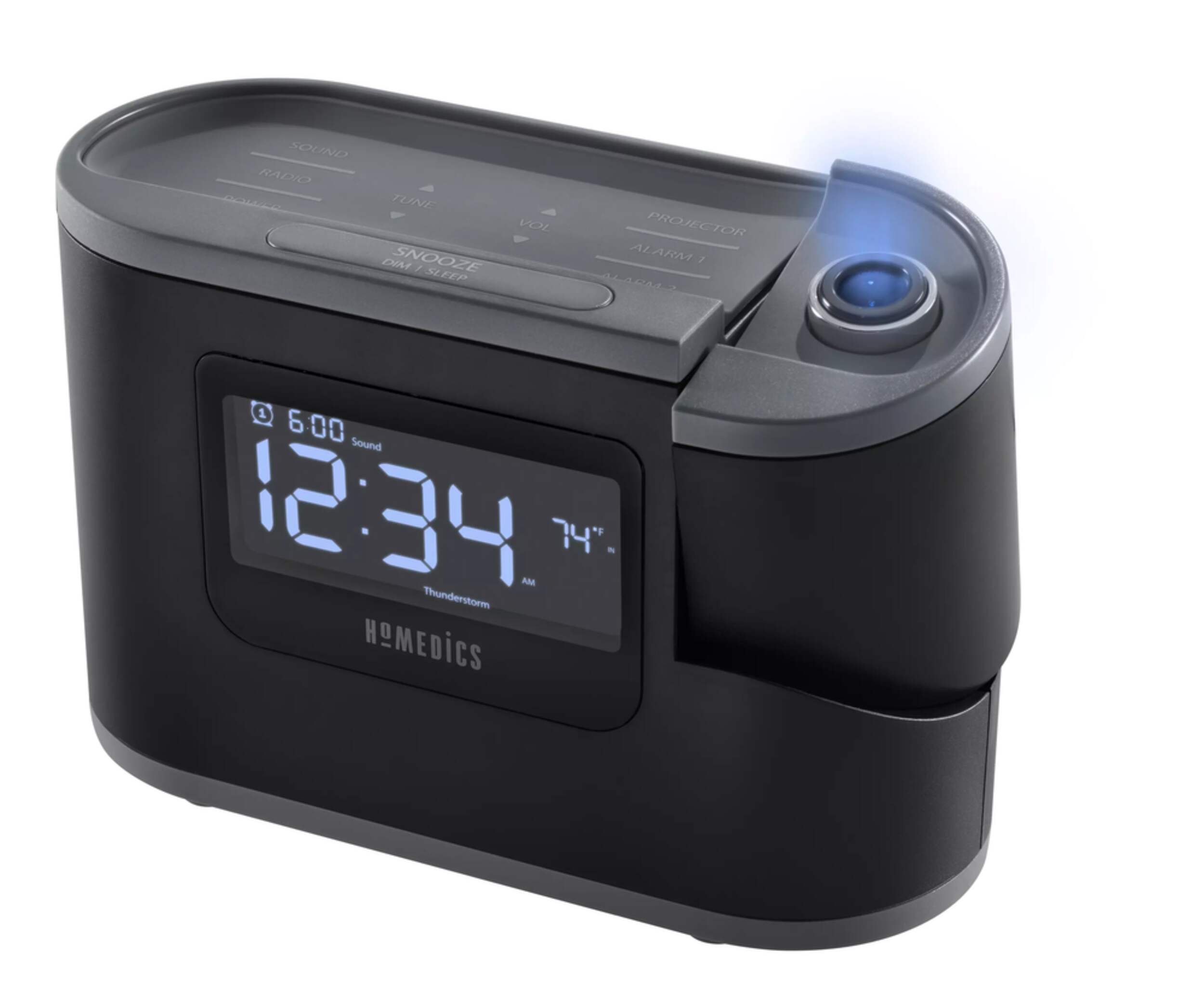 HoMedics SoundSpa Recharged Digital Projection Alarm Clock Radio