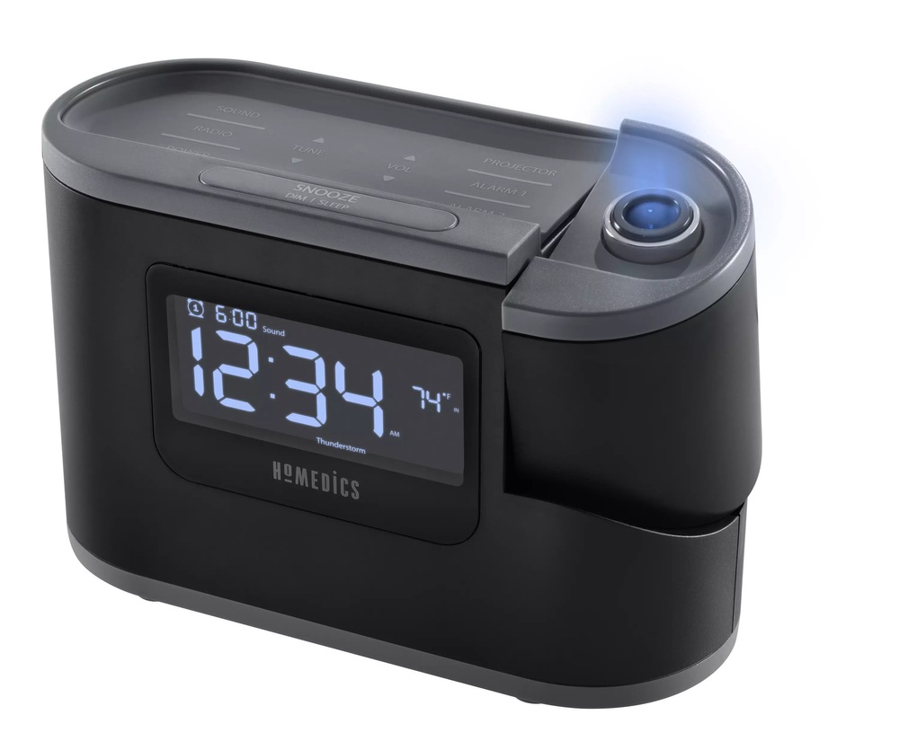 HoMedics SoundSpa Recharged Digital Projection Alarm Clock Radio