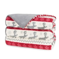 Sunbeam Electric Heated Throw, Red Reindeer