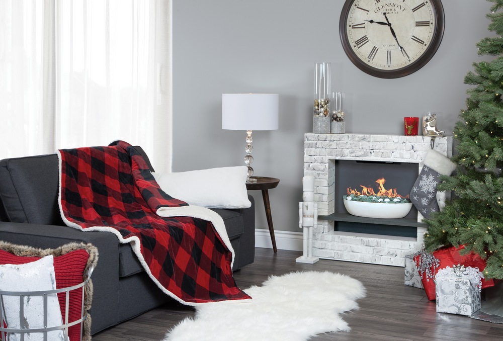 Sunbeam MicroMink/Sherpa Heated Throw Blanket, Buffalo Plaid
