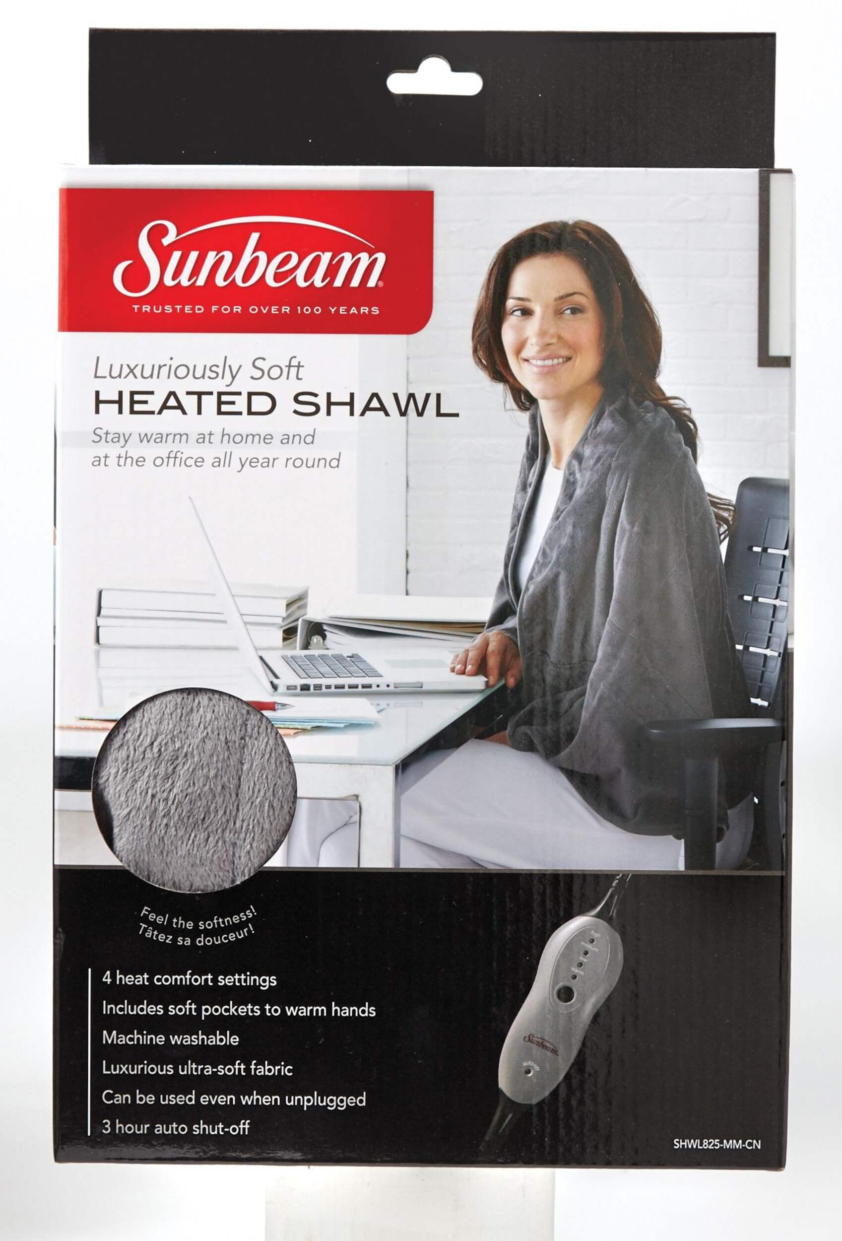 Sunbeam Soft Heated Shawl Front_Flat
