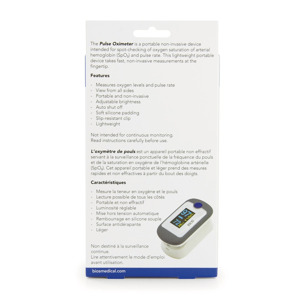Bios Diagnostics Fingertip Pulse Oximeter, Digital Pulse Rate Monitor