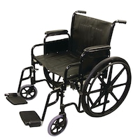 Bios Folding Bariatric Wheelchair with Adjustable Height & Removable Arm/Footrests, Black, 22-in Front_Angled_Left