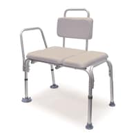 Bios Height Adjustable Bathtub & Shower Transfer Padded Bench/Chair/Seat with Armrest, Grey, 16 to 19-in Height Front_Three_Fourths_Angled_Left