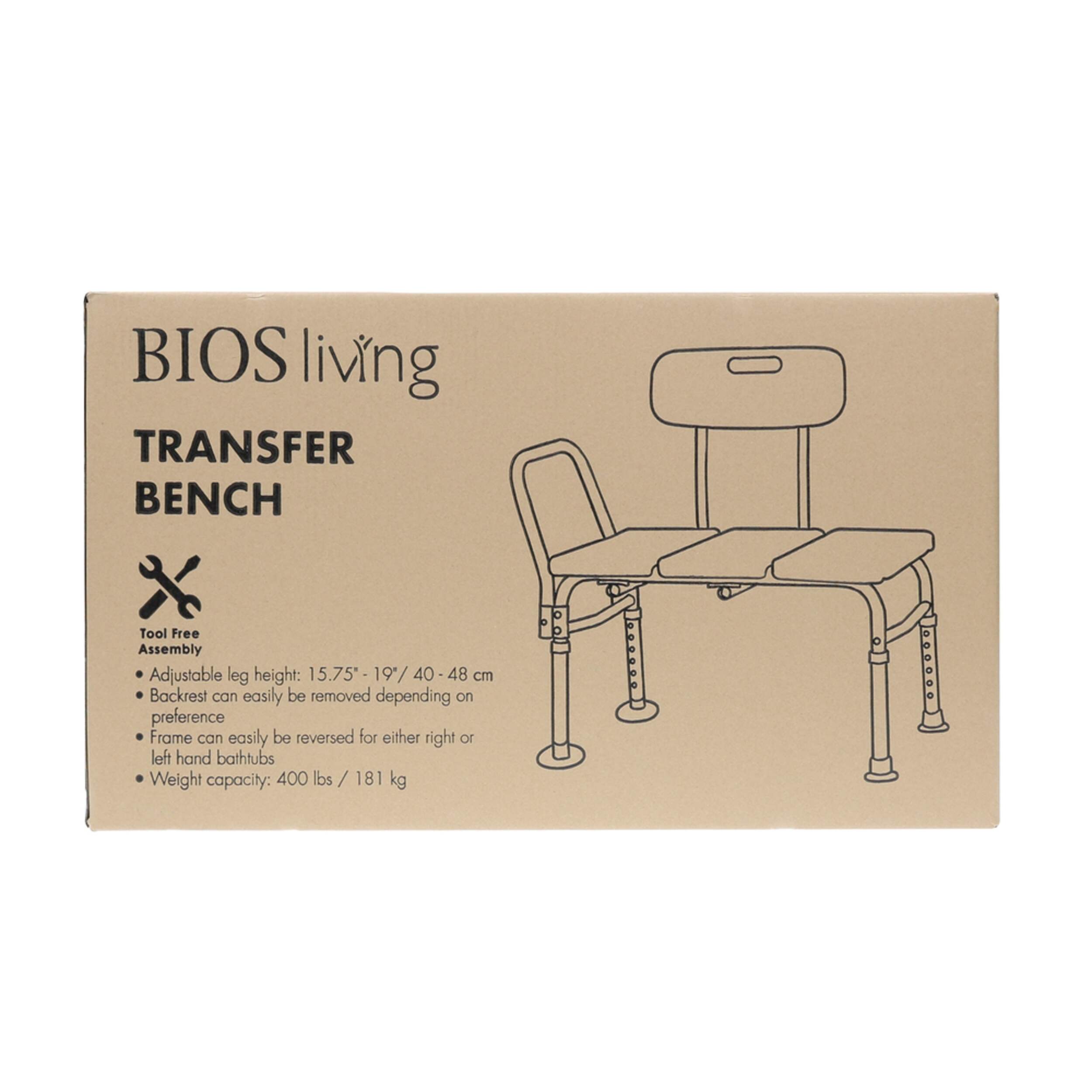Bios Living Plastic Height Adjustable Bathtub & Shower Transfer Bench