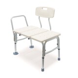 Bios Living Plastic Height Adjustable Bathtub & Shower Transfer Bench/Seat with Armrest, White, 16 to 19-in Height Front_Three_Fourths_Angled_Left