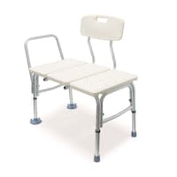 Bios Living Plastic Height Adjustable Bathtub & Shower Transfer Bench/Seat with Armrest, White, 16 to 19-in Height Front_Three_Fourths_Angled_Left