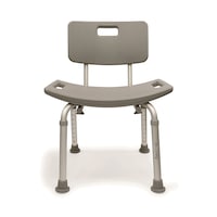 Bios Living Height Adjustable Bathtub & Shower Bench/Chair/Seat with Backrest & Handles, Grey, 14 to 21-in Height Front_Flat