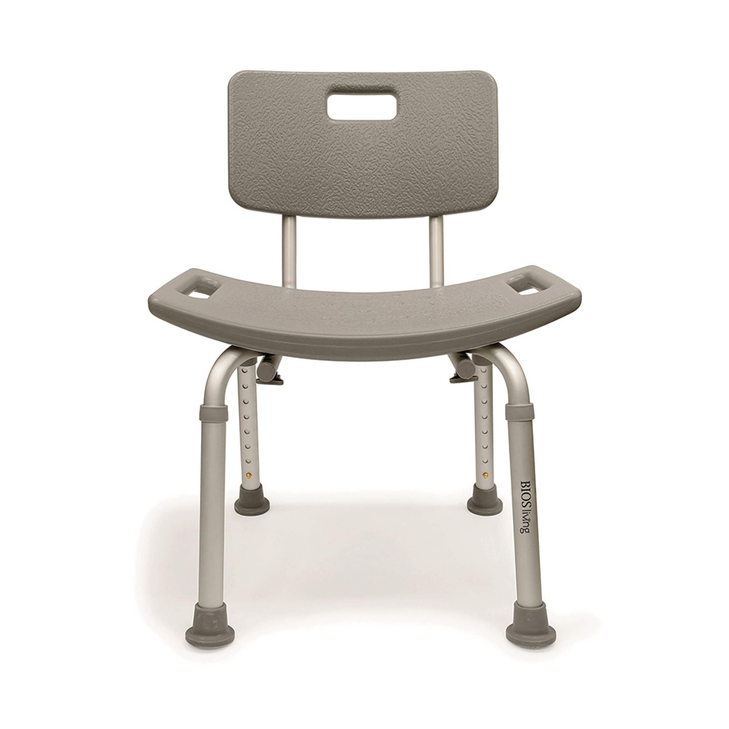 Bios Living Height Adjustable Bathtub & Shower Bench/Chair/Seat with Backrest & Handles, Grey, 14 to 21-in Height Front_Flat