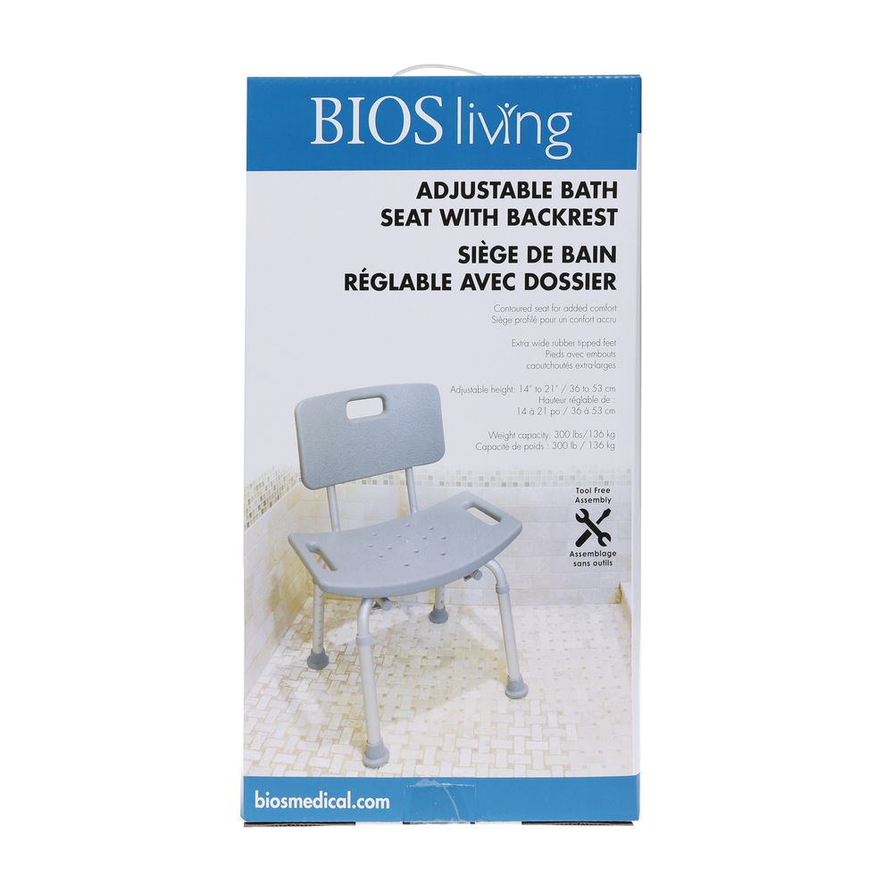 Bios Living Height Adjustable Bathtub & Shower Bench/Chair/Seat with