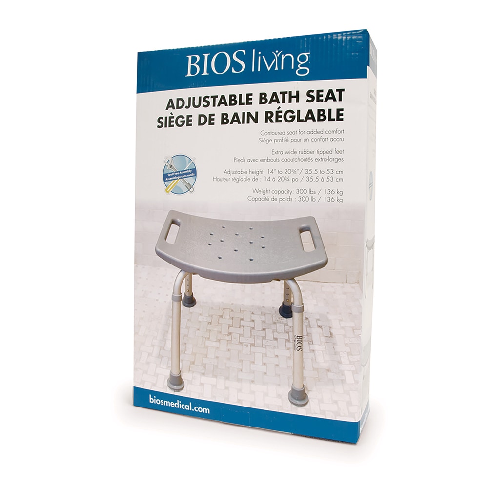 Bios Living Height Adjustable Bathtub & Shower Safety Bench Seat with