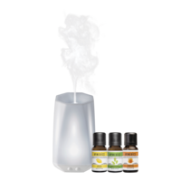HoMedics Connect Ultrasonic Aromatherapy Diffuser Set with Essential Oils & Light, White Front_Flat