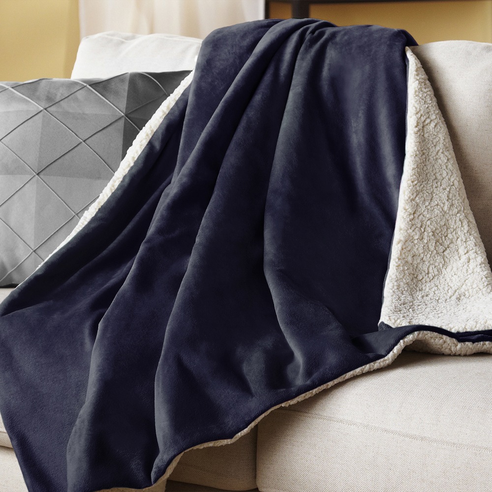 Sunbeam WinterLuxe Heated Throw Blanket, Maritime Blue Canadian Tire