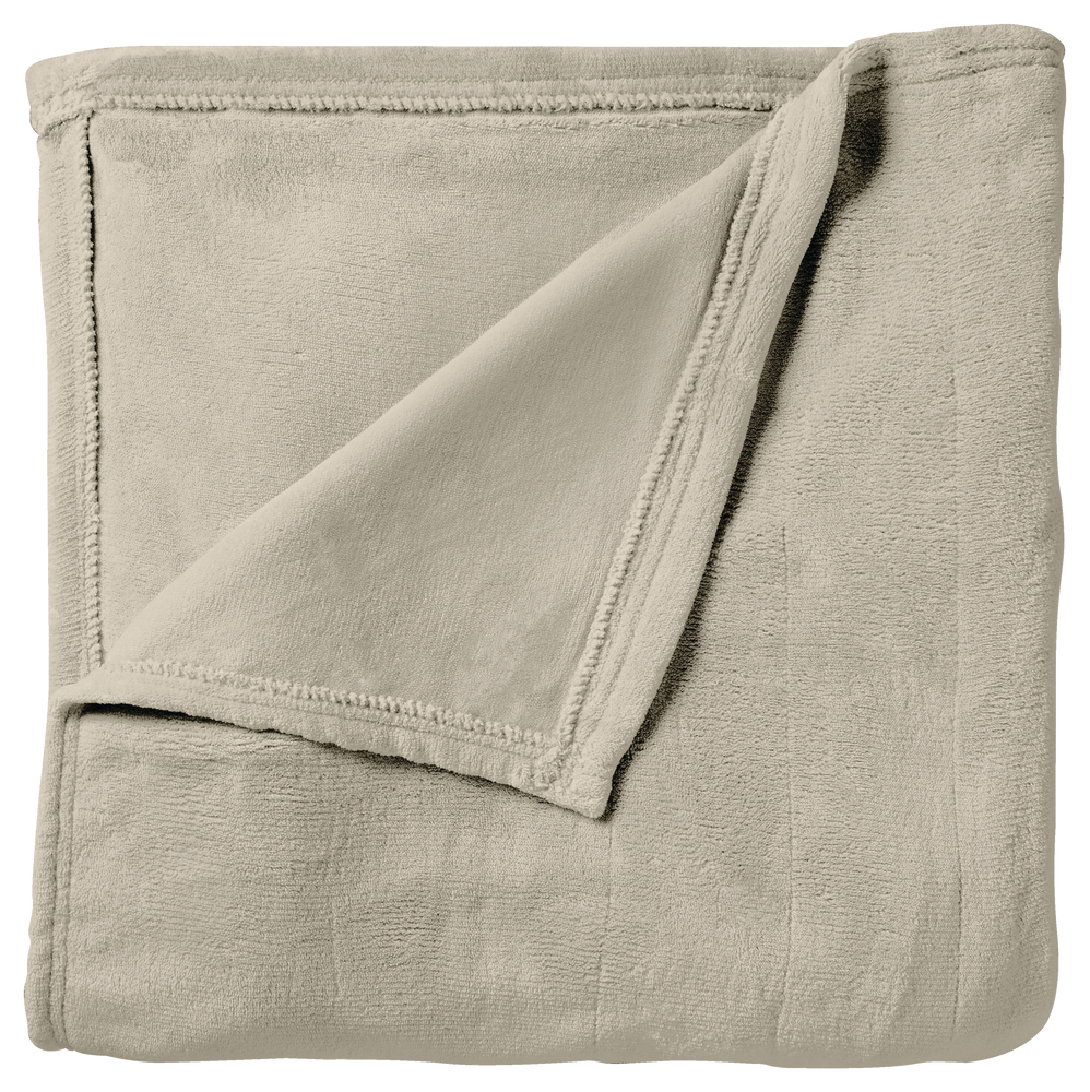 Sunbeam Microplush Electric Heated Throw Blanket with Full/Queen Dual Control, Oatmeal