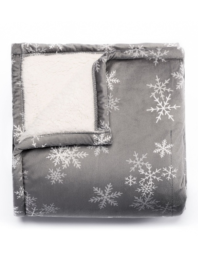 Sunbeam Royal Mink/Sherpa Heated Throw, Snowflake Grey Canadian Tire