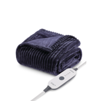 Sunbeam Textured Velvet Heated Throw, Orion Blue Front_Three_Fourths_Angled_Left