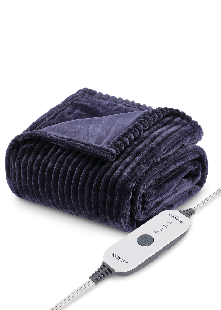 Sunbeam Textured Velvet Heated Throw, Orion Blue Canadian Tire