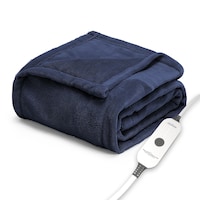 Sunbeam Microplush Heated Throw with Foot Pocket Front_Angled_Left
