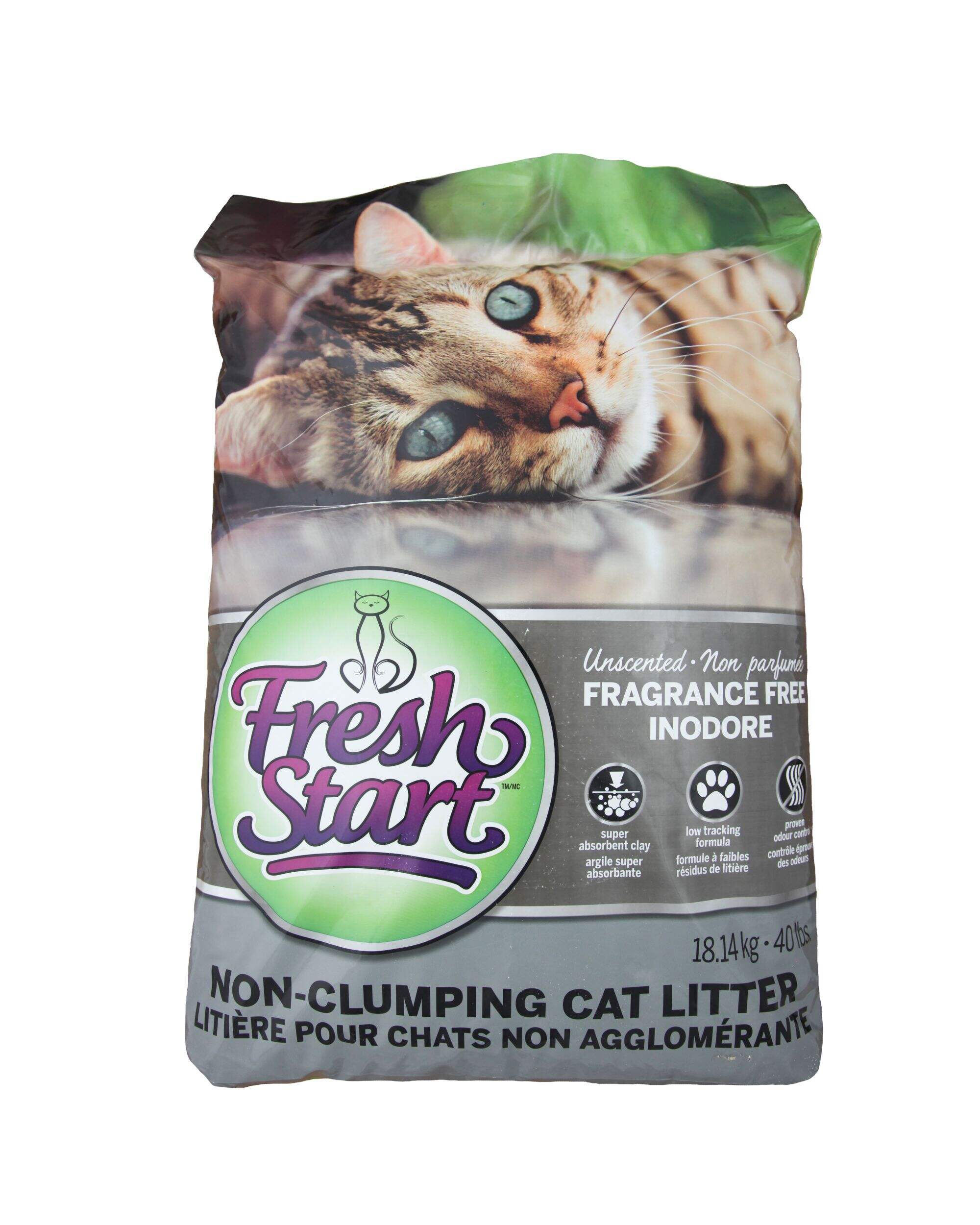 Fresh Start Non-Clumping Cat Litter, Unscented, 18-kg Front_Flat