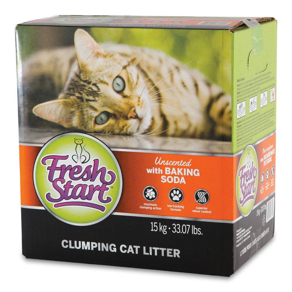 Fresh Start Clumping Cat Litter, Unscented with Baking Soda, 15kg