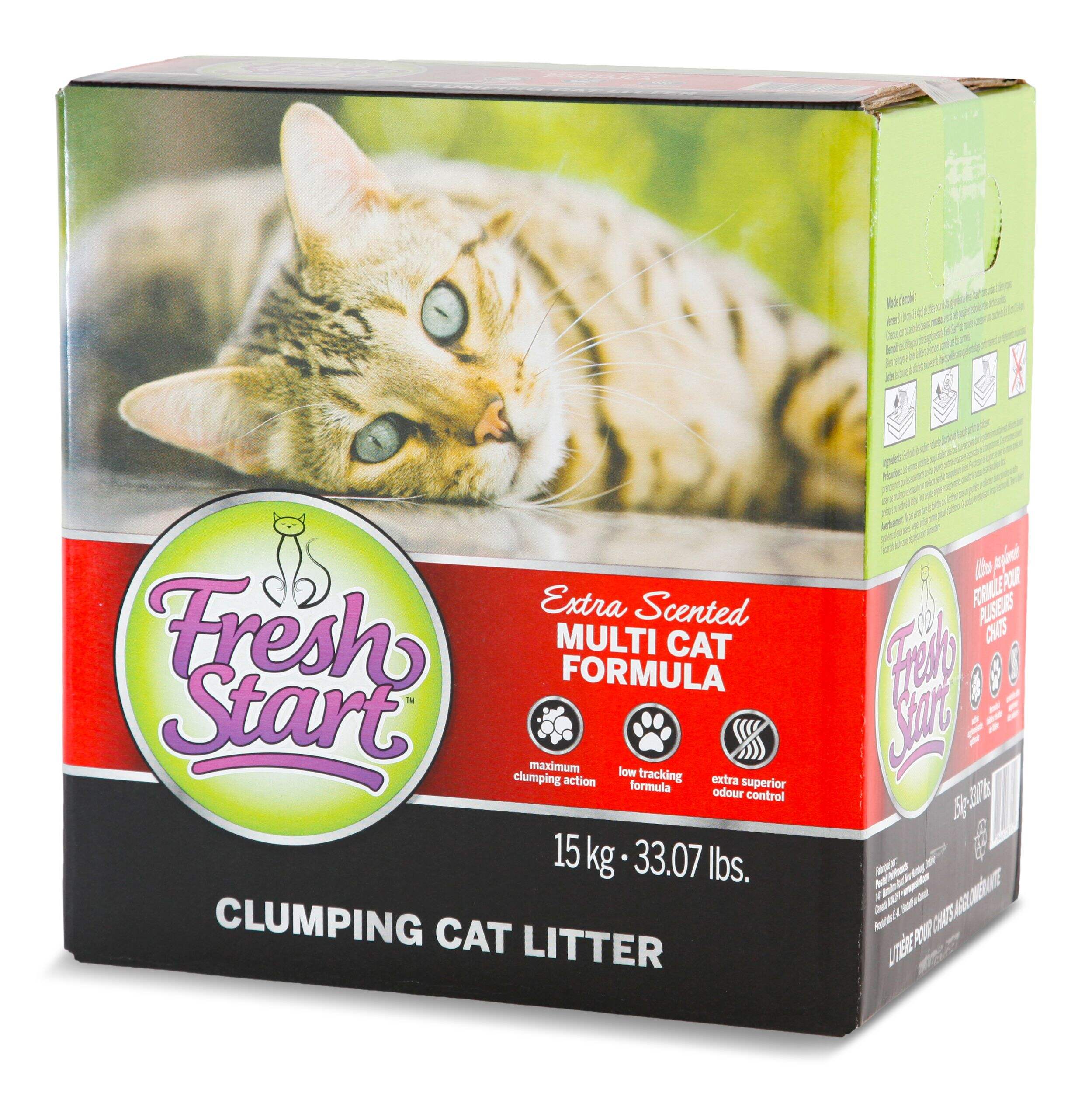 Fresh Start Multi-Cat Clumping Cat Litter, Scented, 15-kg Front_Three_Fourths_Angled_Left