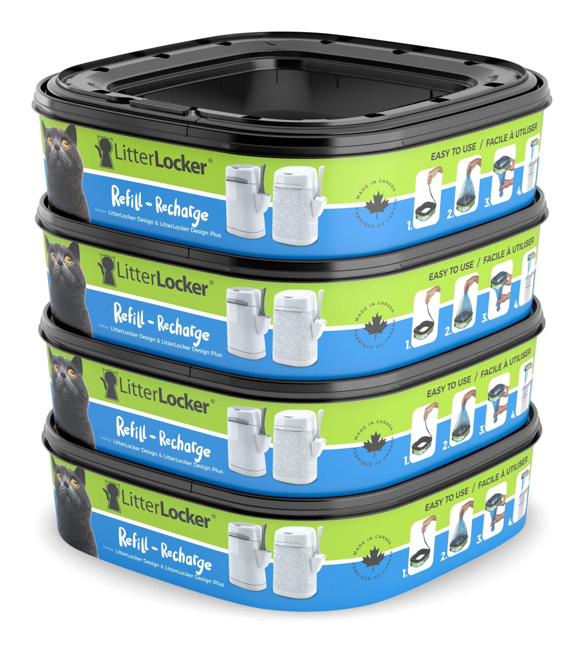 Recharge pour système de litière pour chats LitterLocker Design and Design Plus, paq. 4 Front_Angled_Right