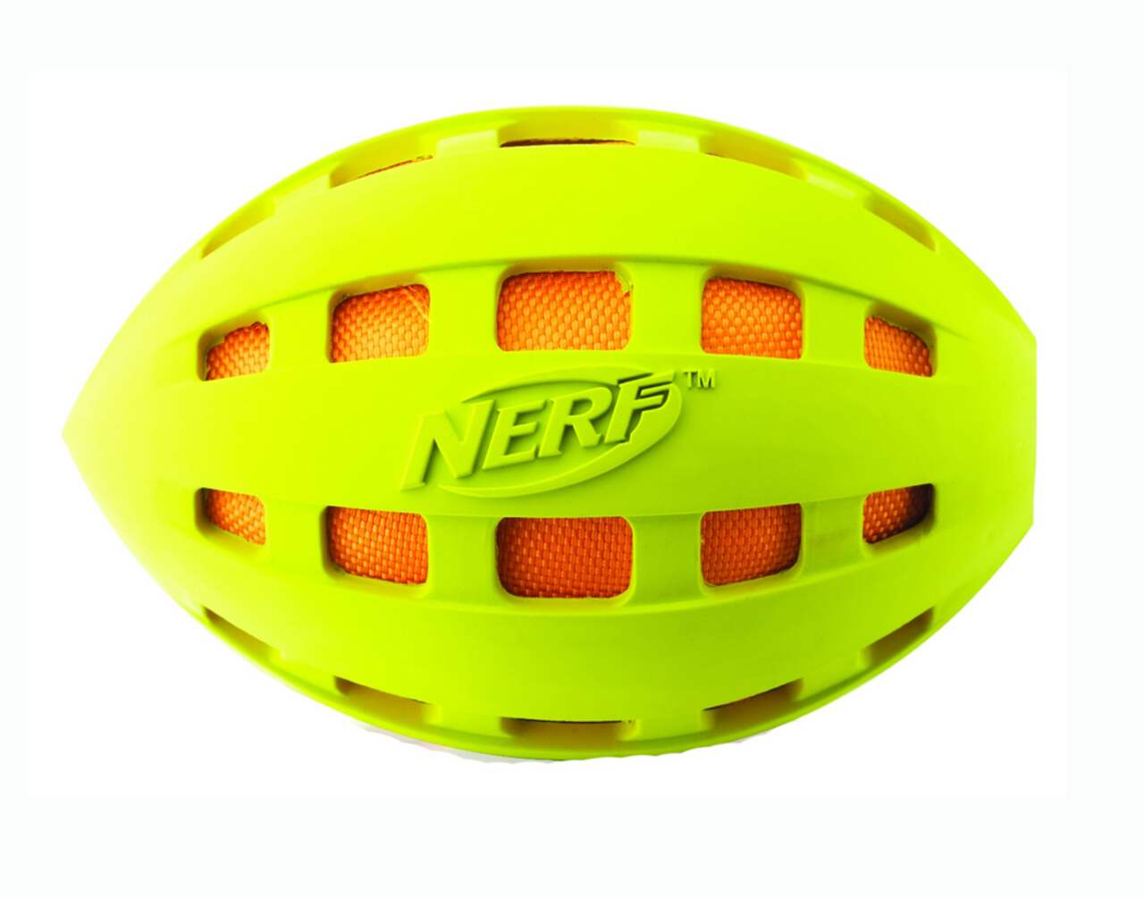 NerfDog Crunch and Squeak Rubber Football Dog Toy Medium Large