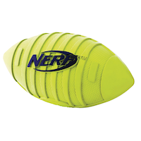 NerfDog Squeak Rubber Football Dog Toy, Medium/Large, Green Front_Angled_Left