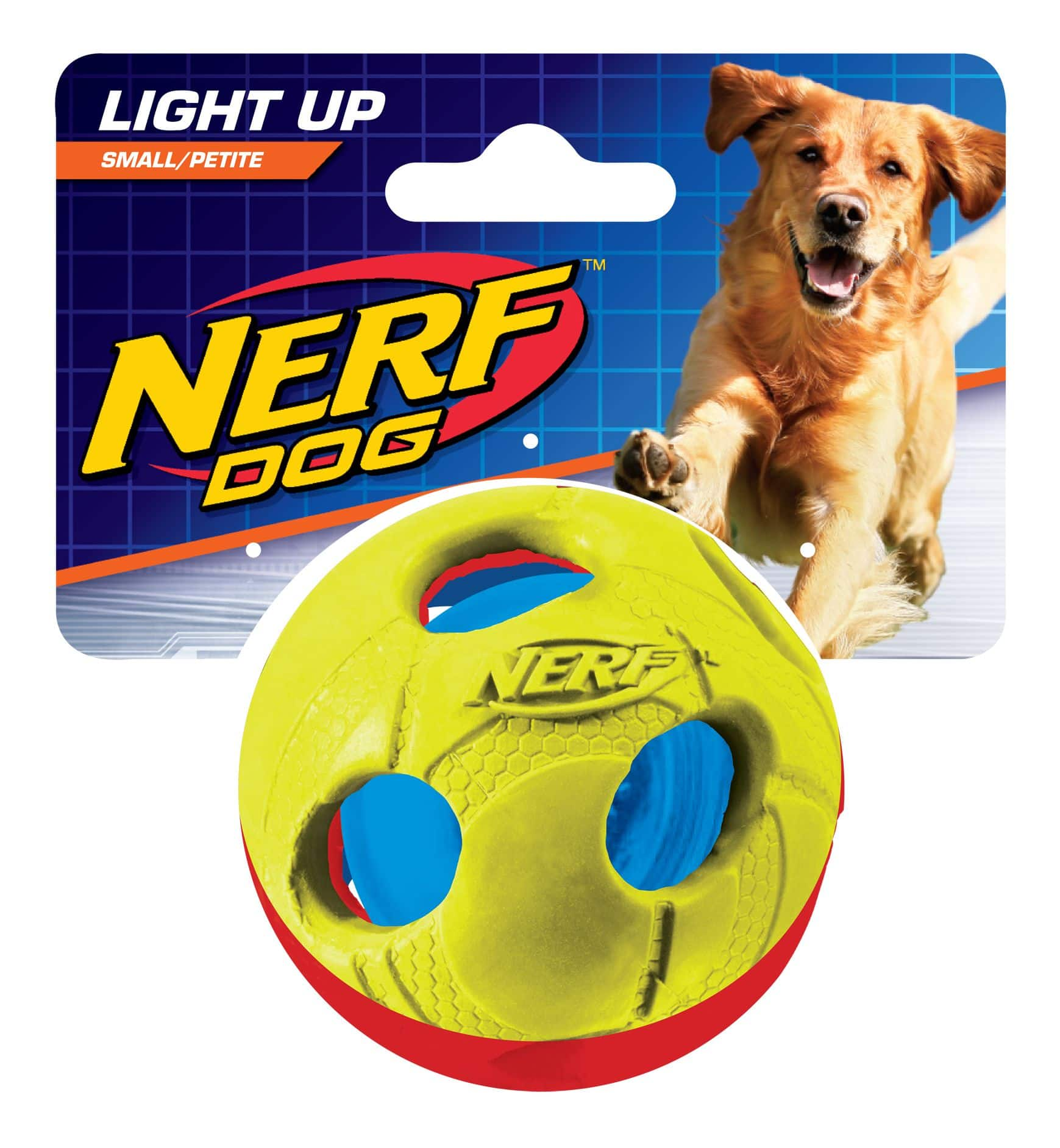 NerfDog Light Up LED Rubber Bash Ball Dog Toy Small Orange Red Canadian Tire